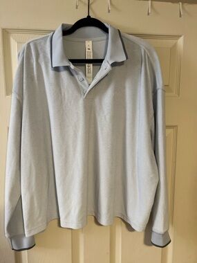 lululemon athletica Light Blue Long Sleeve Button Down Polo